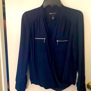 INC International Concepts Women’s Long Button Sleeves Surplice Front-Zip Tops